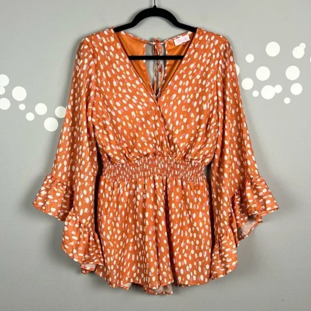 Pink Lily I Keep Hoping Ditsy Polka Dot Romper Size M